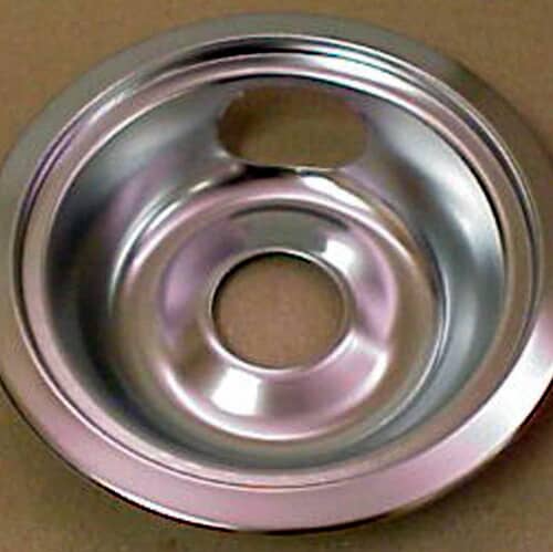 Top-down view of the WB31X5010 chrome burner bowl.