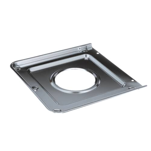 Side profile of the square chrome burner pan with center opening.