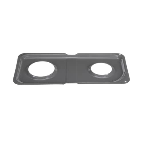 Top view of the rectangular gray double drip pan.