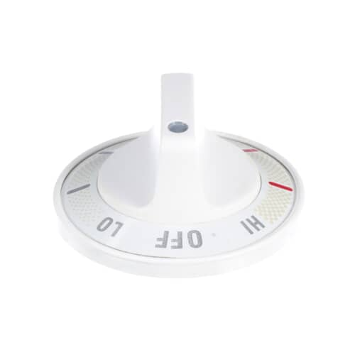 Angled view of the white surface element knob.