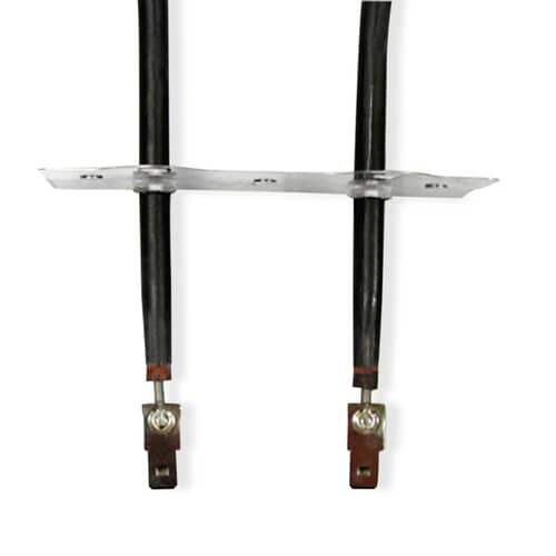 Close-up of the mounting plate and quick-connect terminals for the bake element.