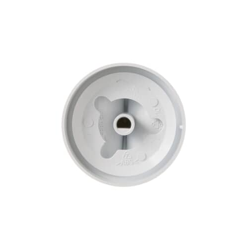 Underside view of the knob showing the gray plastic internal structure and keyed hub attachment point.
