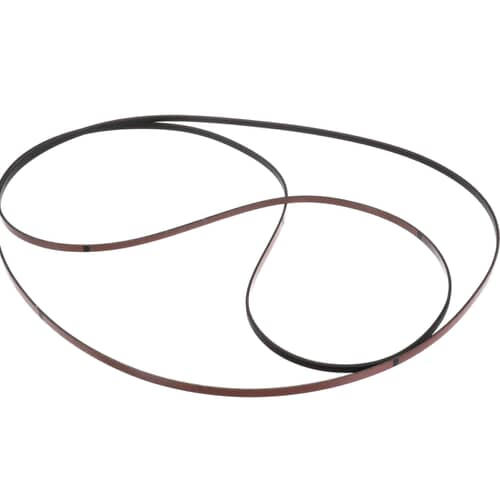 The long dryer belt laid out, showing the brown or red coloring on the backside.