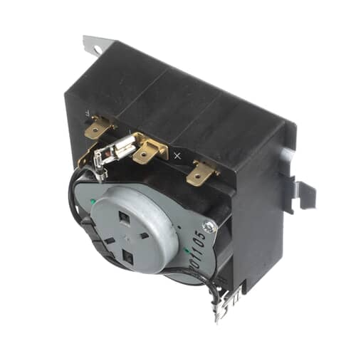 Front view of the rectangular timer module showing the electrical ratings label (Model M460-G) and the timer shaft sticking up.