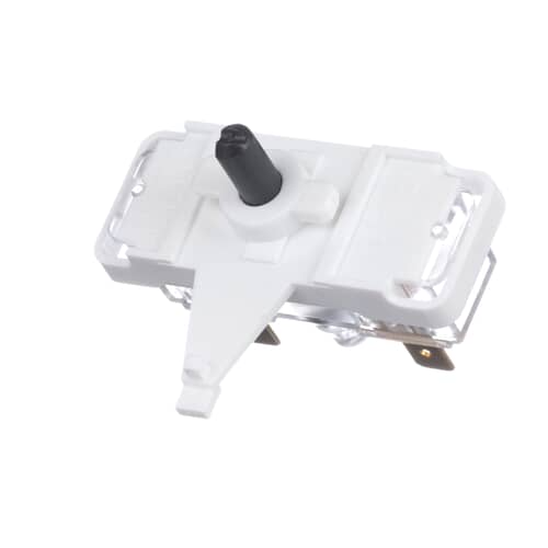 Angled view showing the white plastic mounting structure and the side profile of the electrical housing.