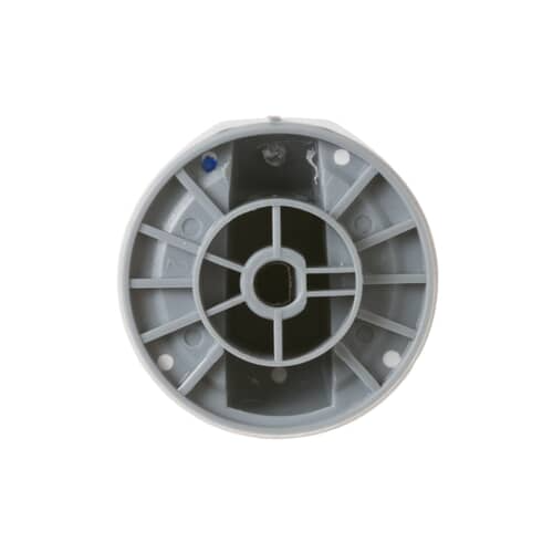 Underside view of the control knob showing the gray plastic hub structure designed for the control shaft.