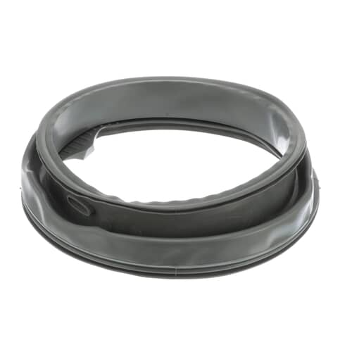 Angled view of the gray rubber door boot seal showing the bellows shape