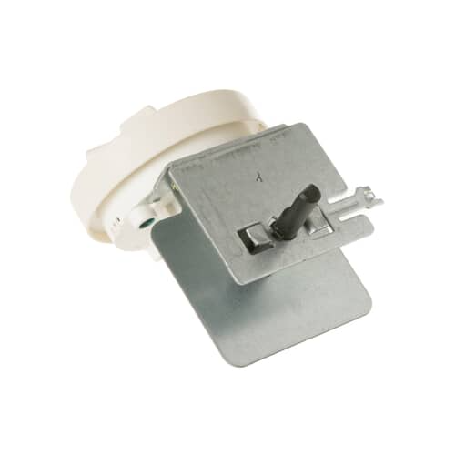 Angled view of the switch showing the mounting bracket and black base