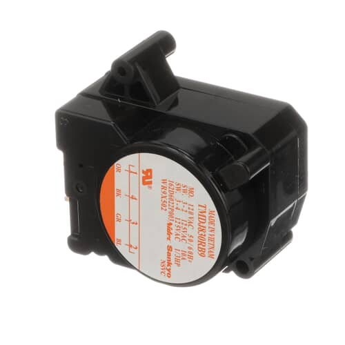 Side view showing the motor housing component attached to the main electrical block, with visible wiring.