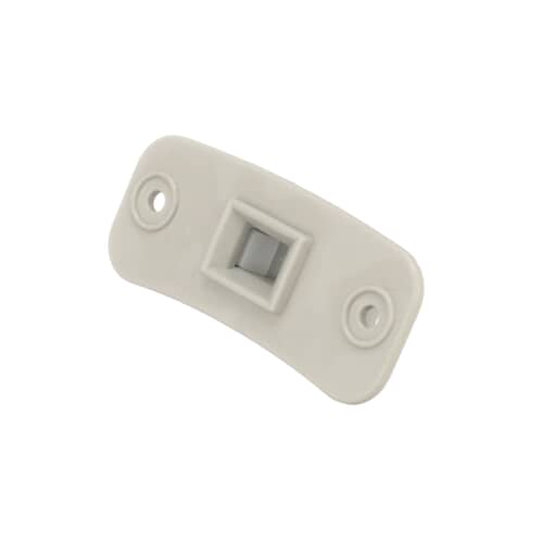 Angled view of the plastic door latch component