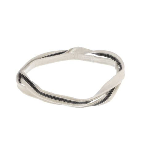 The LG dryer drum seal formed into a loop shape against a white background