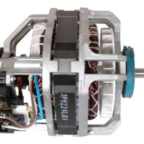 Side view of the LG DC motor assembly showing the black control module with part number DPH224L03