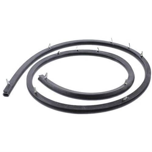 Black rubber oven door gasket with clips.