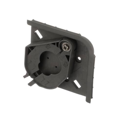 Rear view of the dark gray leg guide assembly, showing the flat mounting surface and screw points.