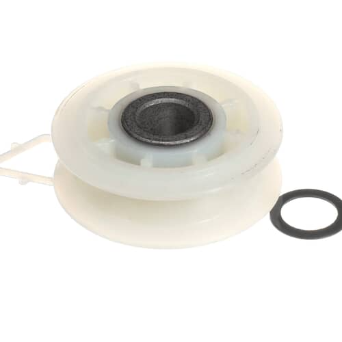 Angled view of the replacement dryer idler pulley part.