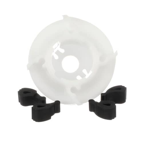 Whirlpool 285751 agitator cam repair kit showing the white hub and four black cushioning clips