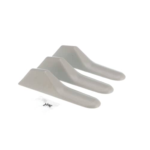 View of the three washer baffles next to the included mounting screws against a light background