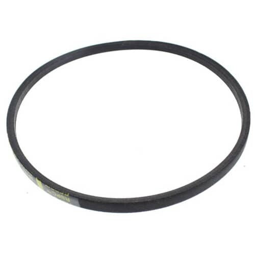 Side profile of the Whirlpool 38174 Washing Machine Drive Belt, highlighting the flexible rubber material coiled in shape, ready to be installed for efficient washing machine performance.