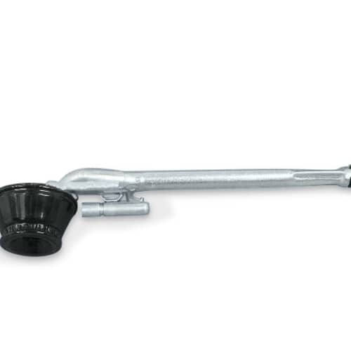 Whirlpool 74005189 Gas Range Rear Burner Assembly with black burner head and metal manifold tube.