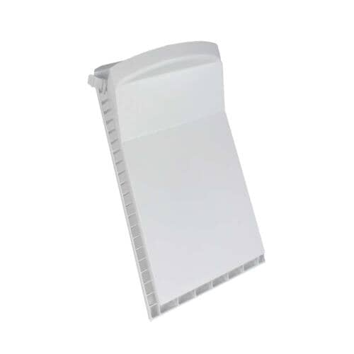 Angled view of the white/light gray plastic dryer rack showing the perforated top surface.