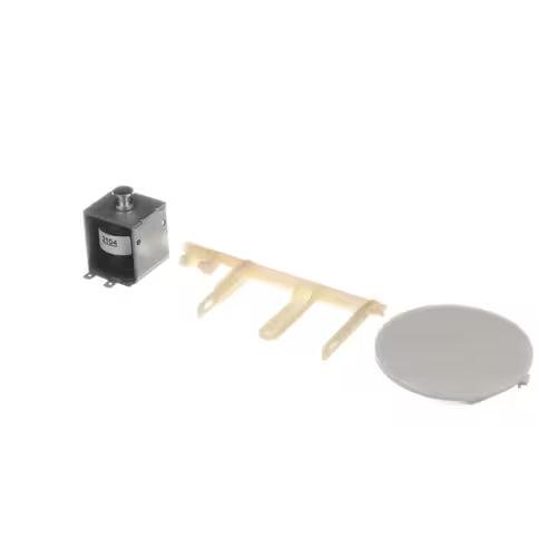 Refrigerator ice door solenoid kit 12001991 installed in Whirlpool side-by-side dispenser