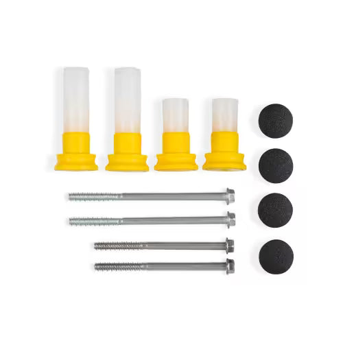 Close-up of hardware bolts included in kit 134596200 washer transport use