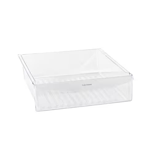 Clear meat-pan 240342830 installed in refrigerator lower deli compartment