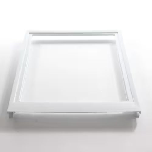 OEM Electrolux/Frigidaire refrigerator crisper cover 240354602 close-up of frame and mounting tabs