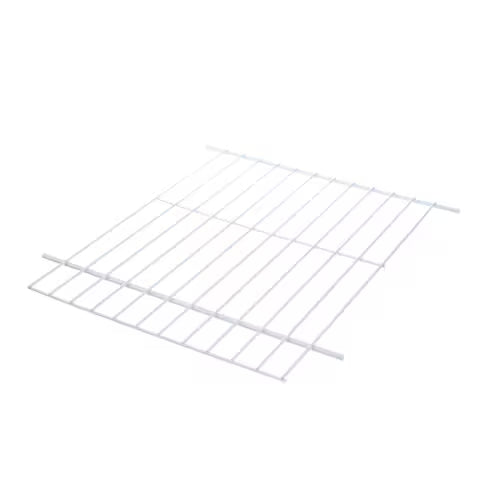 Close-up of part number 241657504 label on wire shelf