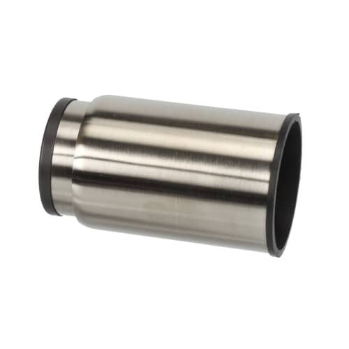 An angled view of a plain black control knob showing the smooth shaft opening at the back.