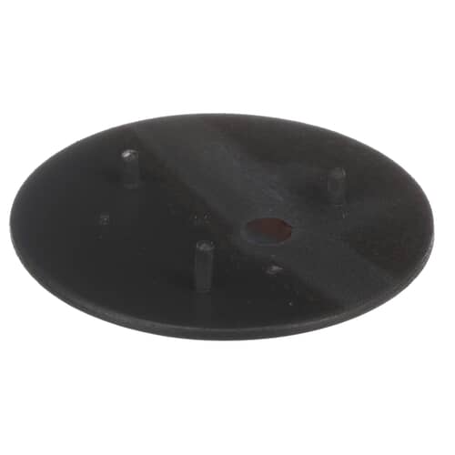 A view of the underside of a black control knob with a slightly textured surface. Three small, raised nubs are visible on the base.
