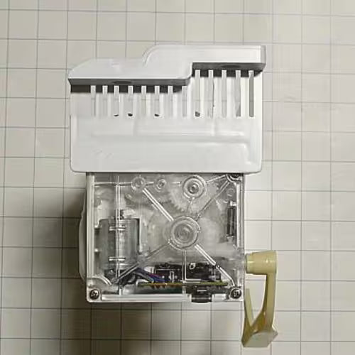 Close-up of part number DA97-02203H label on ice maker housing