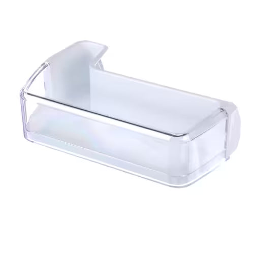 OEM Samsung refrigerator part DA97-11483A clear plastic door bin close-up