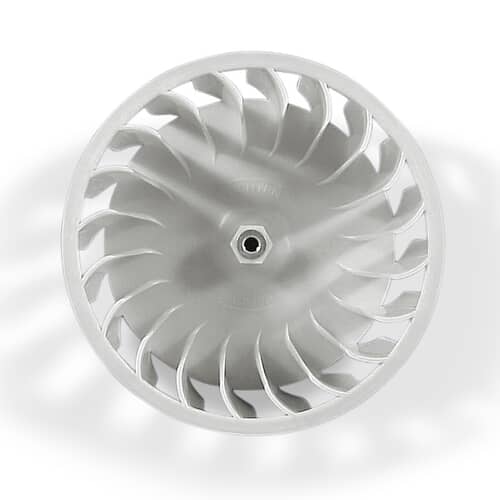 Top view of the Danby 56000 blower wheel on a white surface