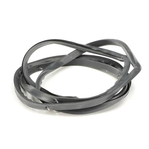 Coiled black rubber appliance door seal or insulation gasket.
