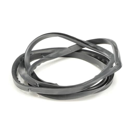 Coiled black rubber appliance door seal or insulation gasket.