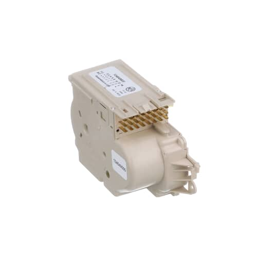 Side view of the beige Electrolux 134049500 mechanical washer timer showing the electrical pins.