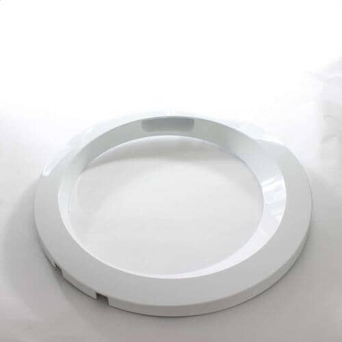 Angled view of the white plastic Electrolux 134550500 washer outer door panel.