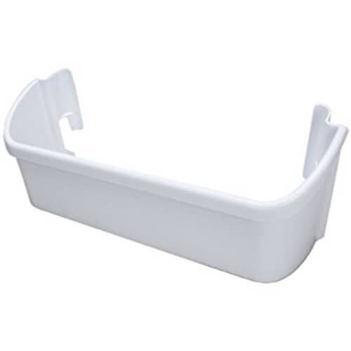 A white, slightly translucent rectangular refrigerator door bin shown at an angle against a white background.