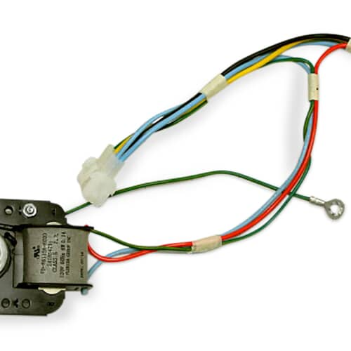 Side view of the 241854301 evaporator fan motor and wires.