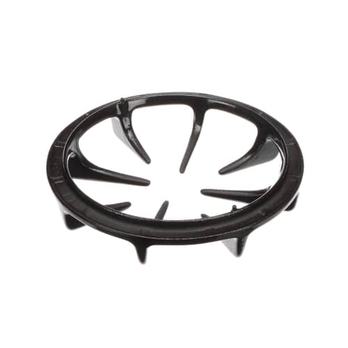 Top view of the Electrolux 316010901 small gloss black gas burner cap.
