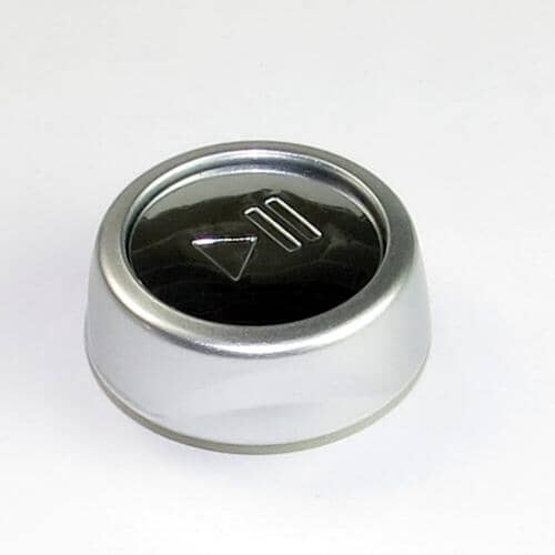 Angled view of the Electrolux 316543906 white gas range burner control knob (OFF, LITE, LO).