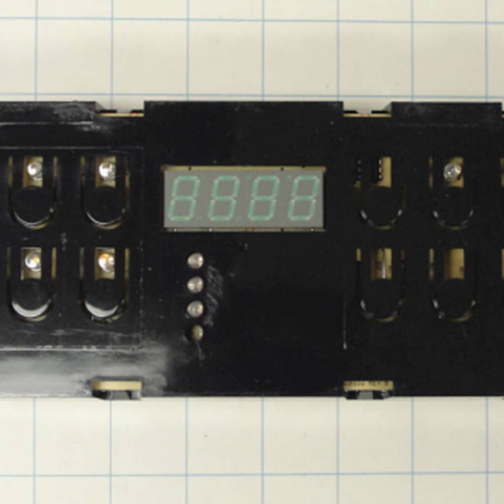 Top view of Electrolux 316557205 Clock/Timer Electronic ES340 highlighting integrated display and component layout for precision oven control.