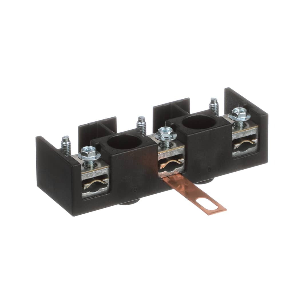 Top view of Electrolux 5303935238 terminal block kit highlighting screw terminals and metal connectors.