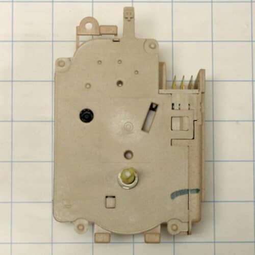 Rear view of Electrolux 131758600 washer timer component showing connection terminals and mounting holes.