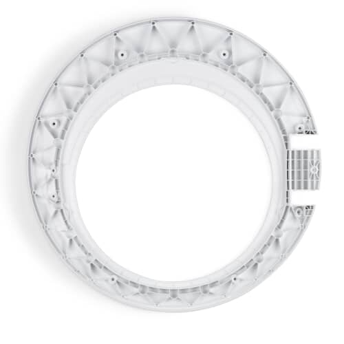 Rear structural view of Electrolux 134550700 washer inner door frame showing mounting pattern.