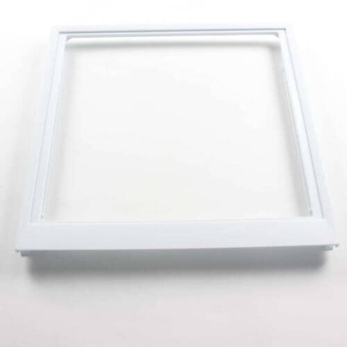 Top view of Electrolux 240350903 OEM lower crisper pan cover showing white frame and support edges.