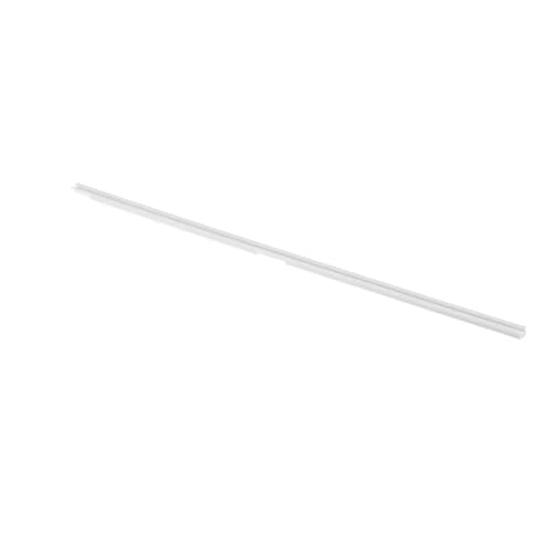 Side image of Electrolux 240561502 white rear shelf trim for Electrolux refrigerator models.