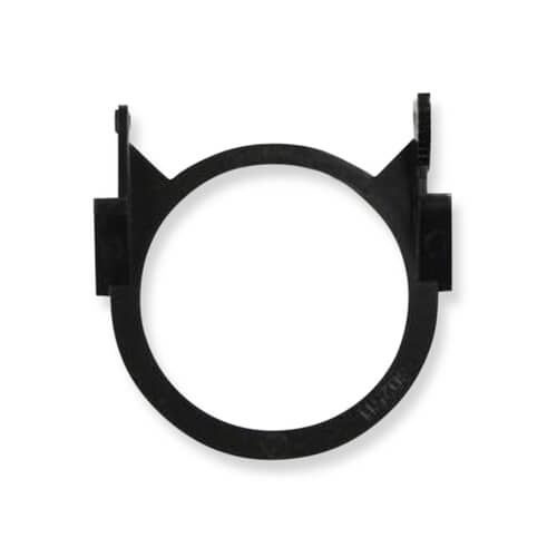 Side view of Electrolux 241688401 refrigerator ice chute door showing hinge mount and sealing gasket.