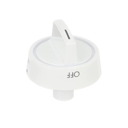 White control knob 316009046 for Electrolux range, showing HI and OFF markings from the side.